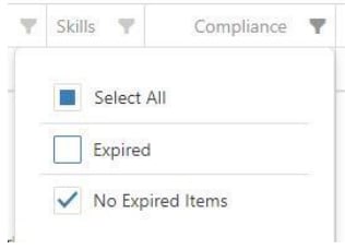 Rostering compliance filter