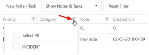 Column header filter icon