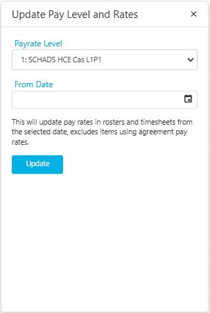 Pay rate level section