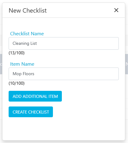 New checklist creation form