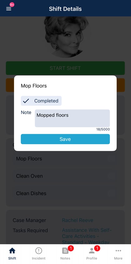 Checklist completion in Vworker