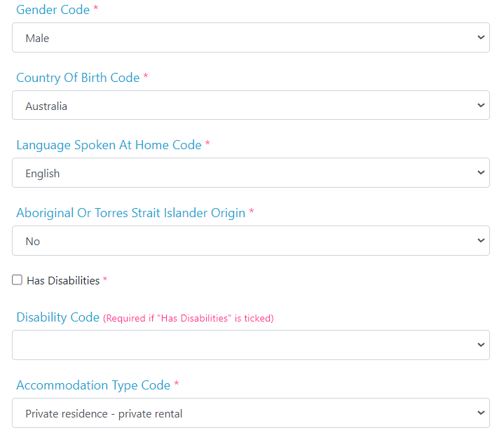 DEX configuration fields