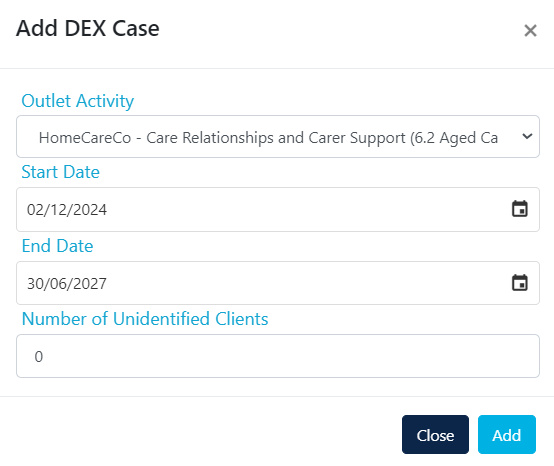 DEX case pop-up window