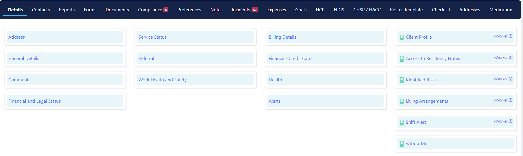 Details tab with expandable sections