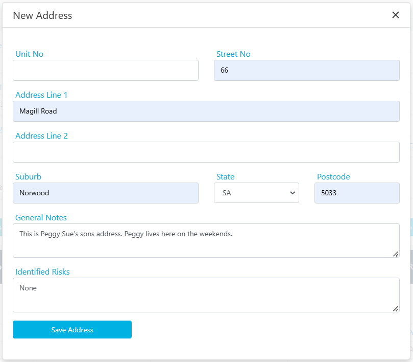 Address details form