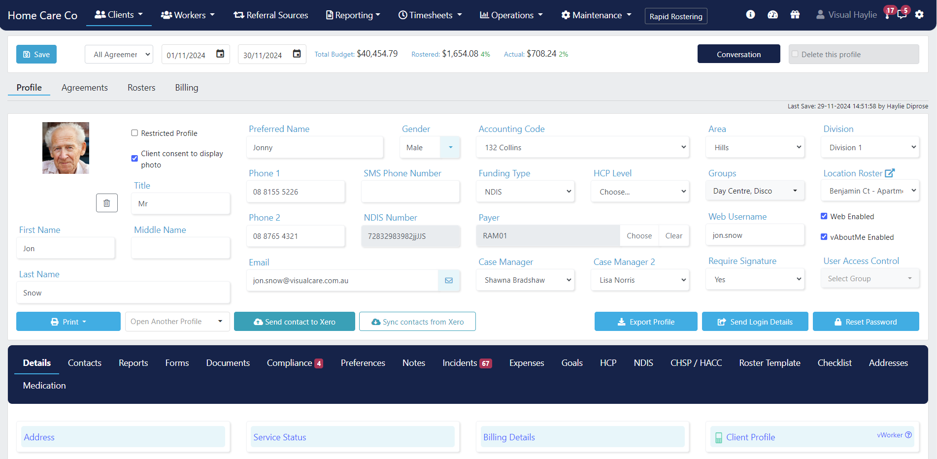 Client profile overview