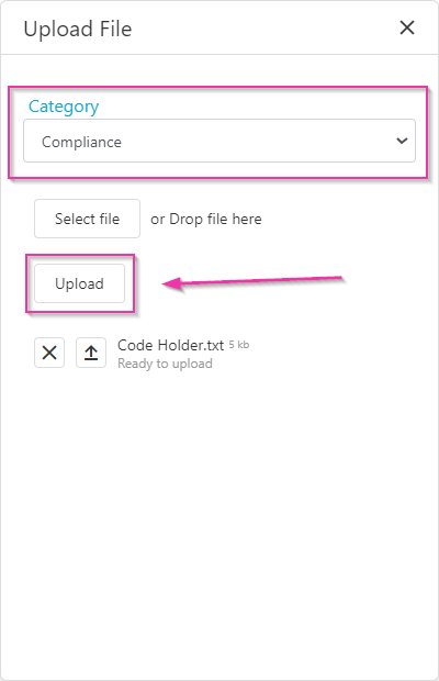 Document category selection and upload
