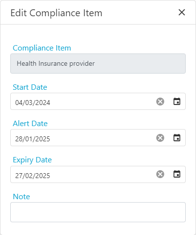 Edit button on compliance item