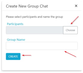 Group creation form with participant selection
