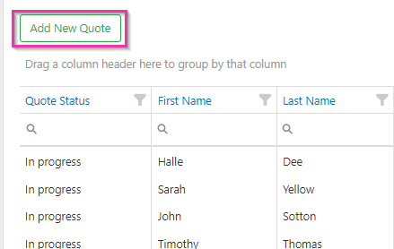 Quotes list with Add New Quote button