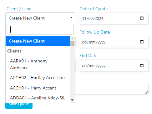 Quote creation options