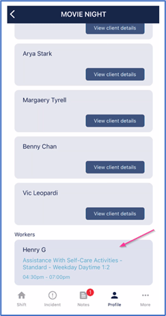 Other workers assigned to the same location shift