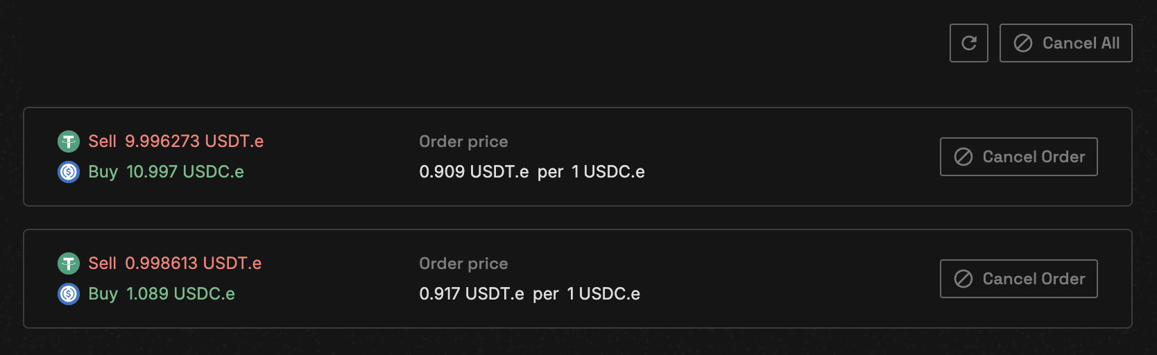 Open Orders Interface
