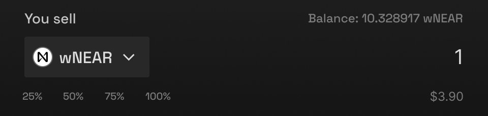 Swap interface with amounts