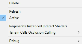 Terrain Object Renderer context menu.