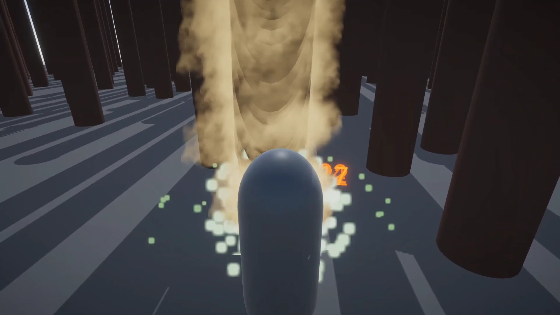 A scripted physics effect lifting rendered objects in a scene.