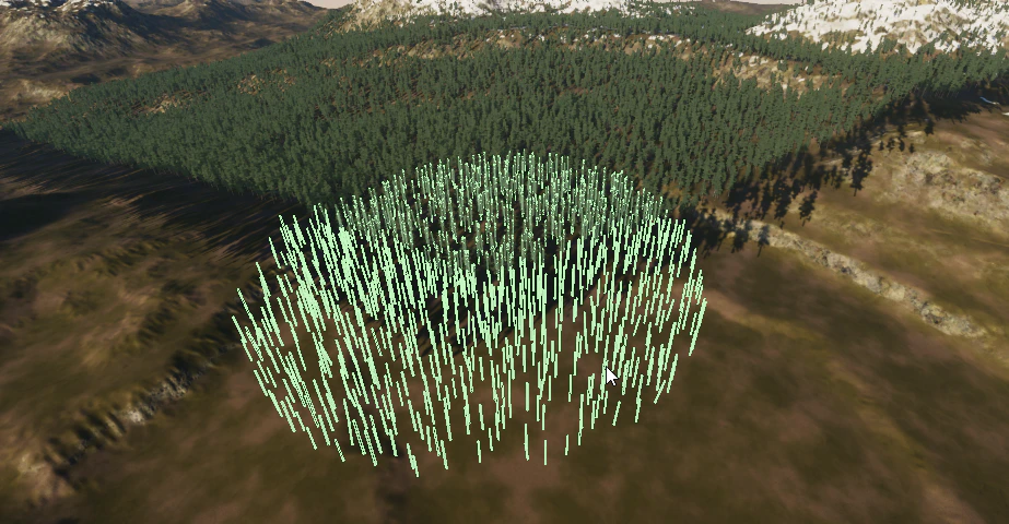 Collider visualization around the active camera.