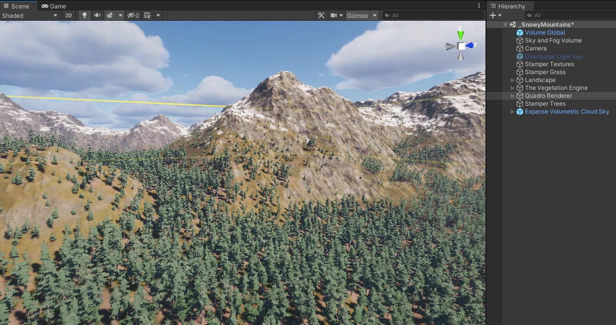 Terrain Object Renderer scene without thousands of individual GameObjects in the hierarchy.