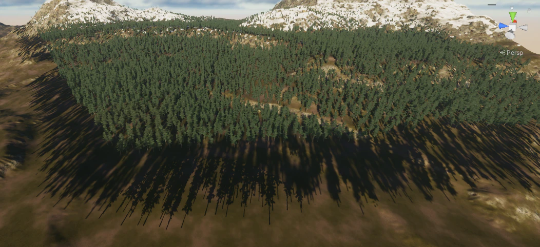 Terrain Object Renderer Play Mode simulation preview in Edit Mode.
