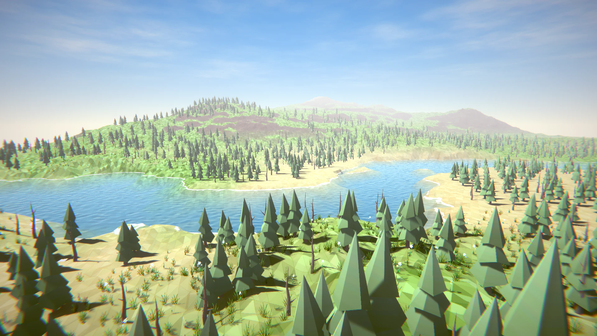 Terrain Object Renderer rendering objects on a Polaris terrain mesh.
