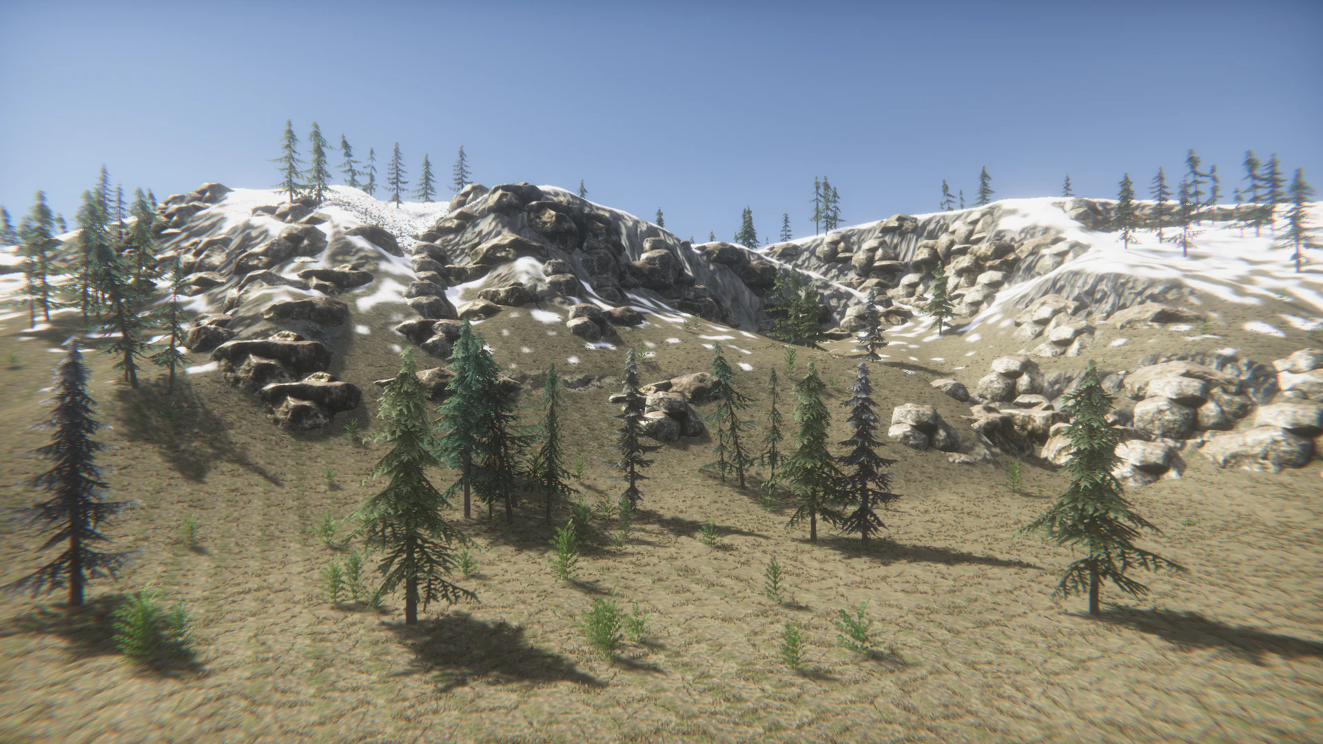 Height Noise Filter used to create a natural snow line.