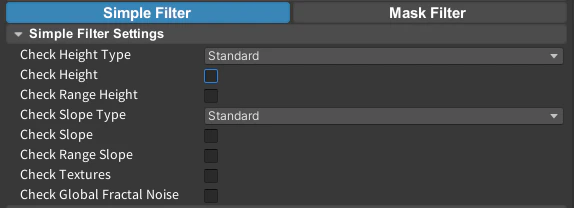 Simple Filters panel in MegaWorld.