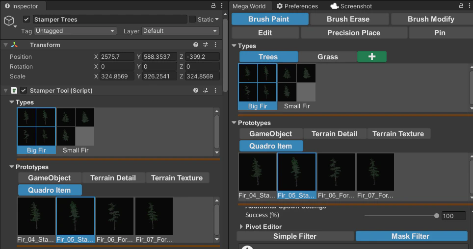 MegaWorld Type preset shared between Terrain Spawner and Advanced Brush.