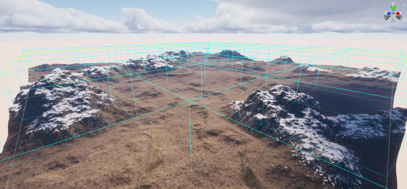 Terrain Spawner spawn result across large terrain.