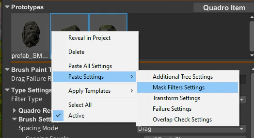 Selection panel context menu in MegaWorld.