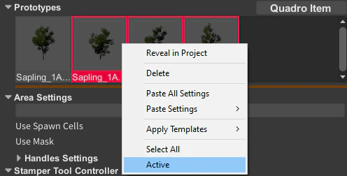Disabled prototype in the MegaWorld Selection panel.