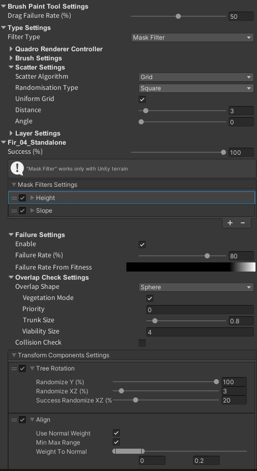 Settings panel example in MegaWorld.