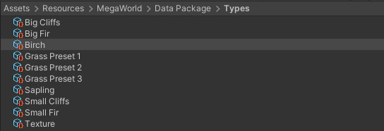 MegaWorld types folder in the project.