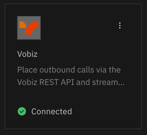 Vobiz provider card showing Connected in Rapida AI