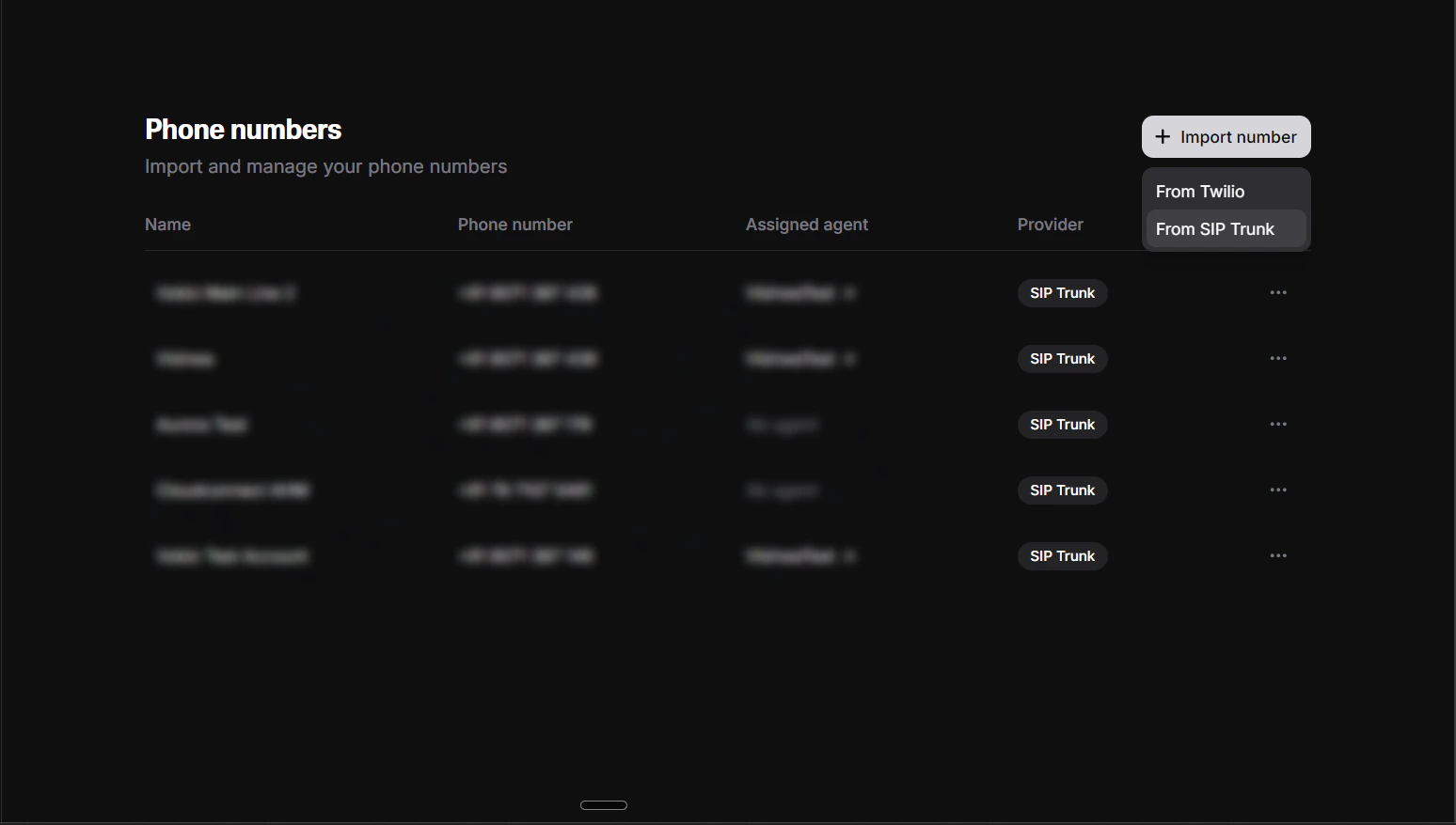 Import Phone Number from SIP Trunk
