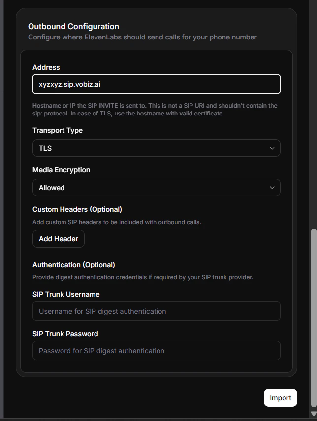 Configure Outbound Settings