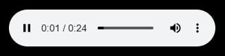 The browser audio player for a call recording, showing the transport controls and elapsed time