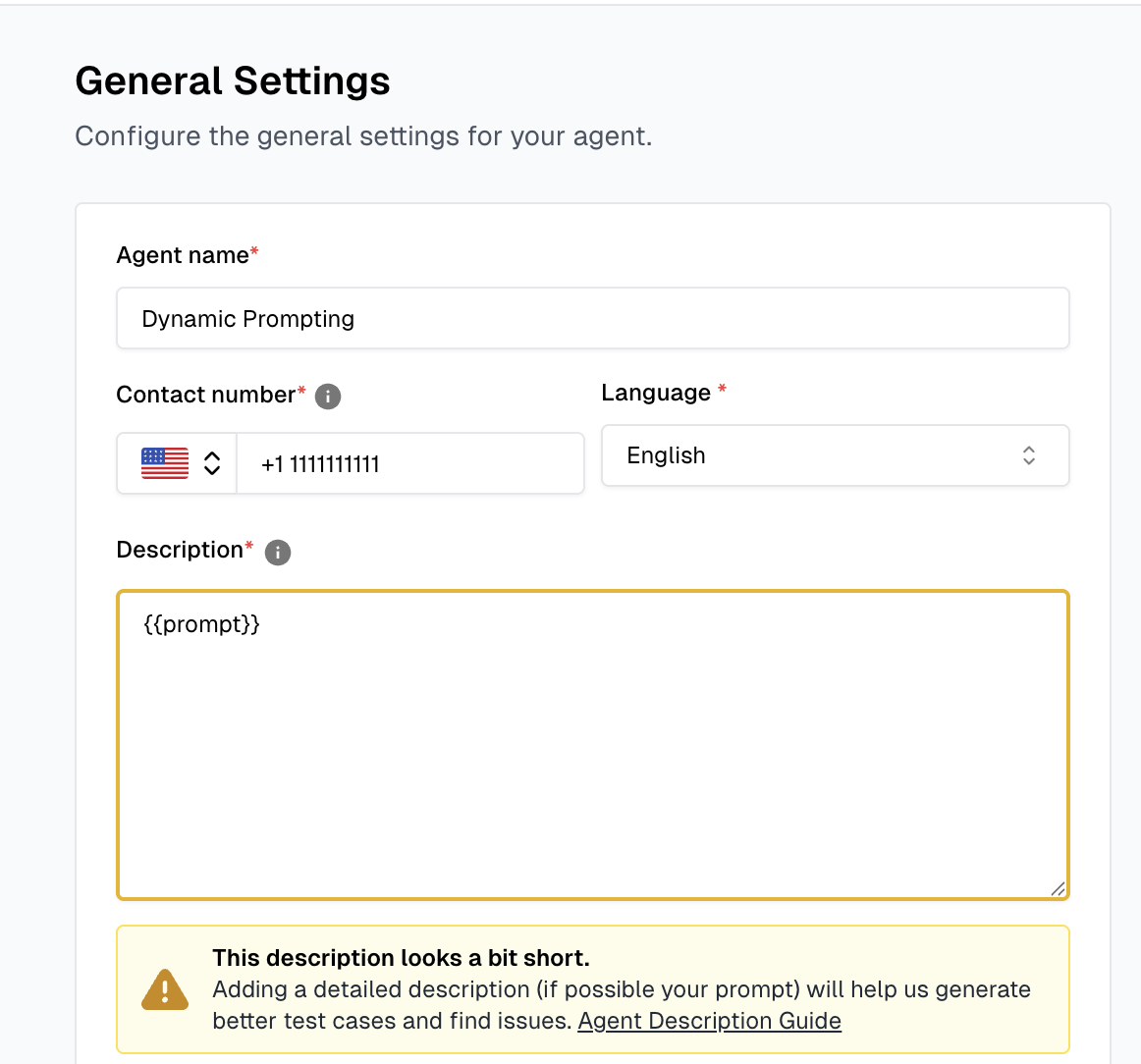 Dynamic Prompting Configuration
