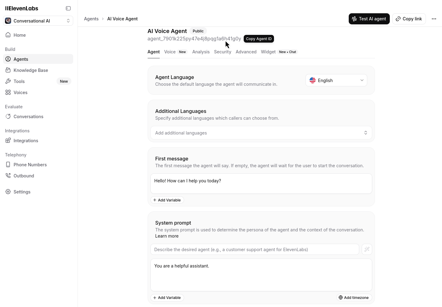 Elevenlabs API Key Configuration