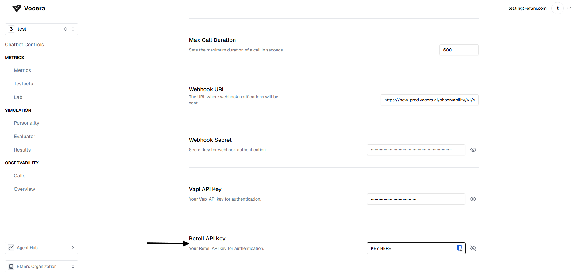 Retell API Configuration