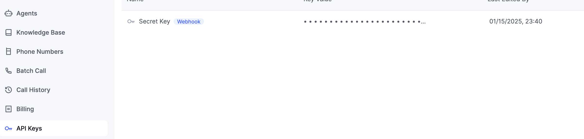 Retell API Key Configuration
