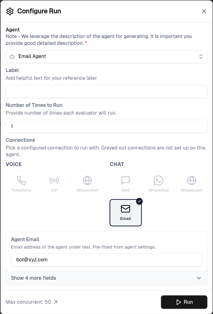Configure Run with Email
