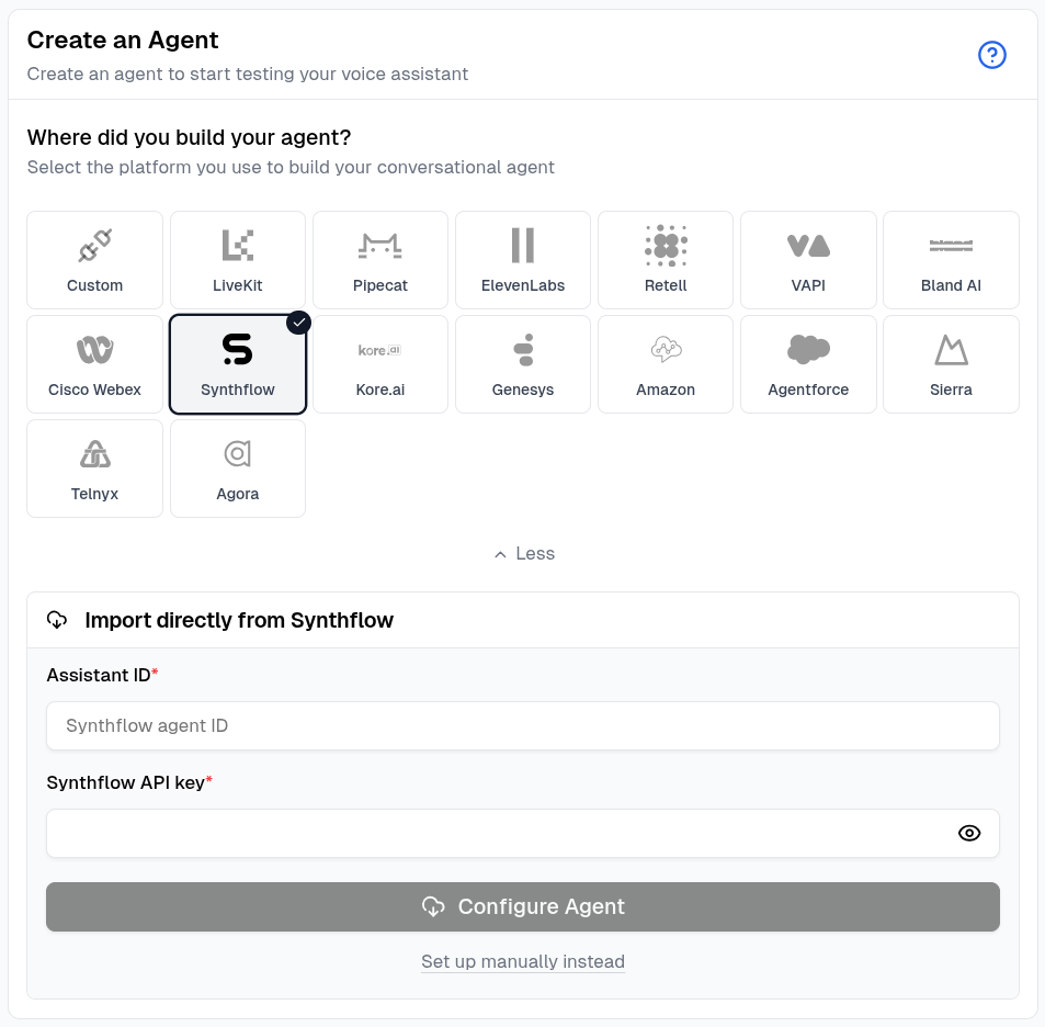 Automatically configure a Synthflow agent in Cekura
