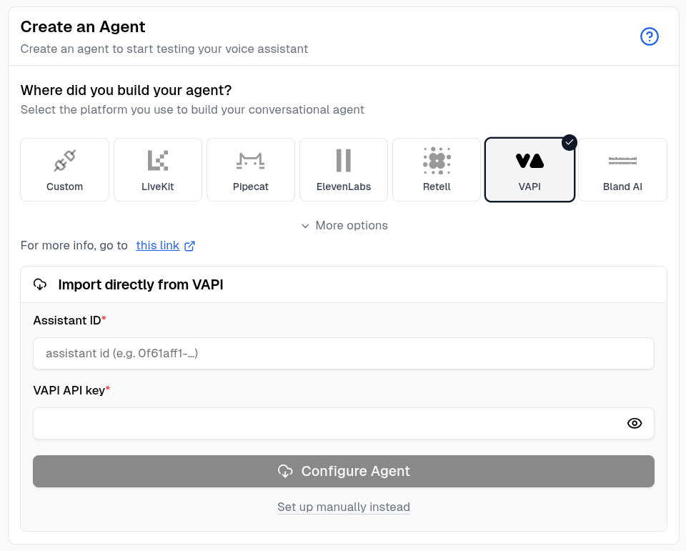 Automatically configure a VAPI agent in Cekura