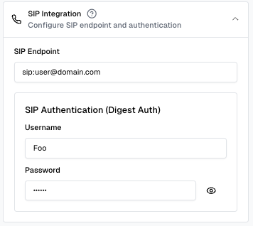 SIP Endpoint Configuration