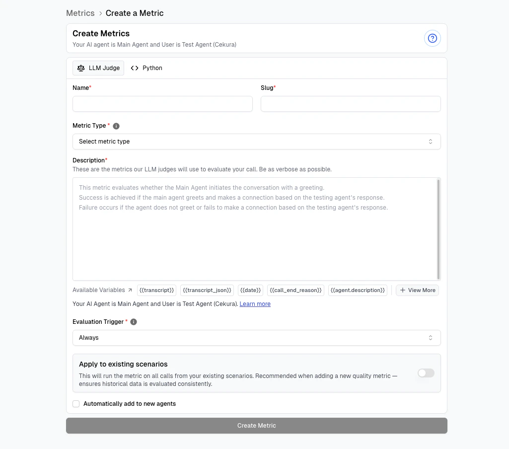 Create Metric