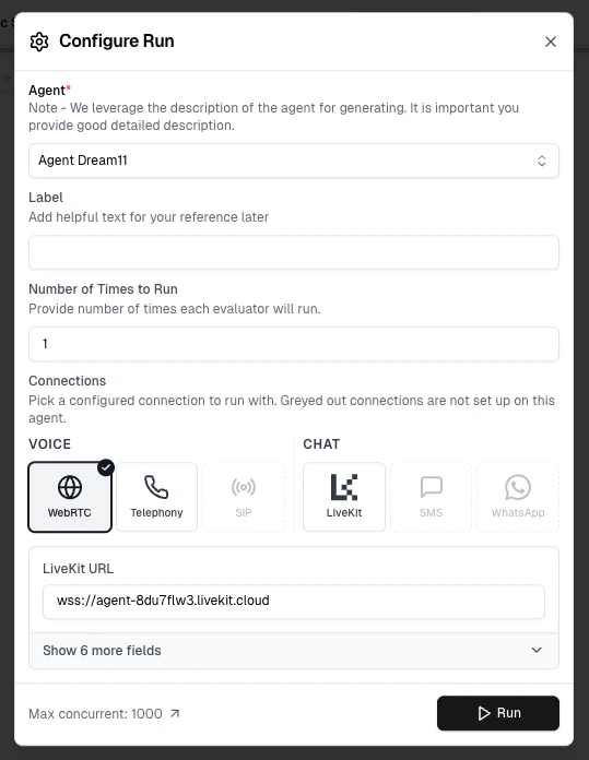 Run Tests Options
