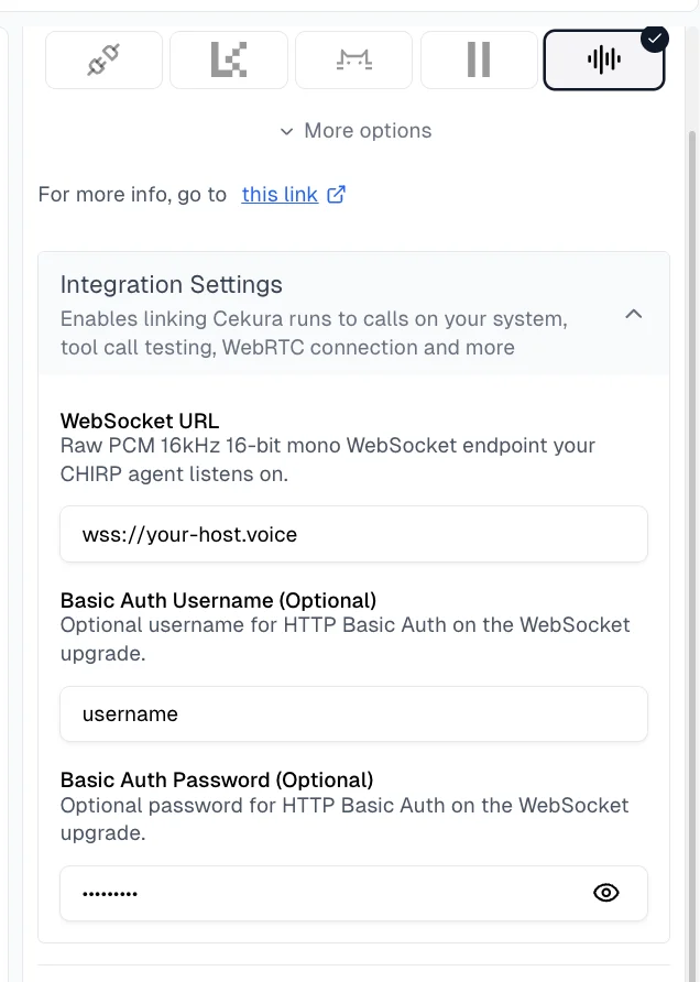 Chirp WebSocket Configuration