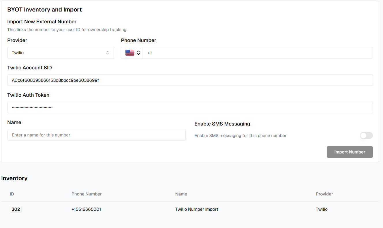 Imported Numbers List