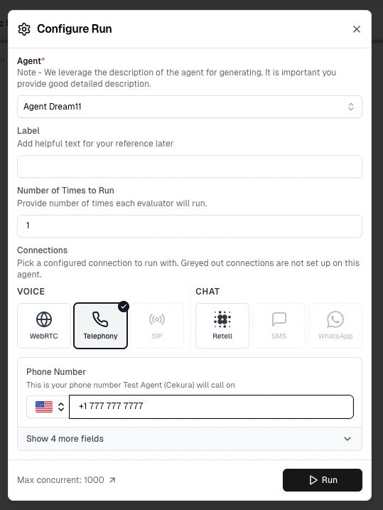 Retell Run with WebRTC