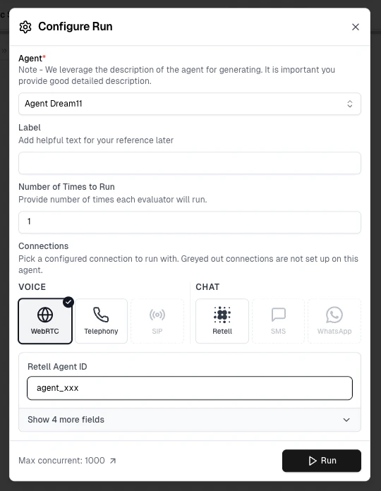 Retell Run with WebRTC